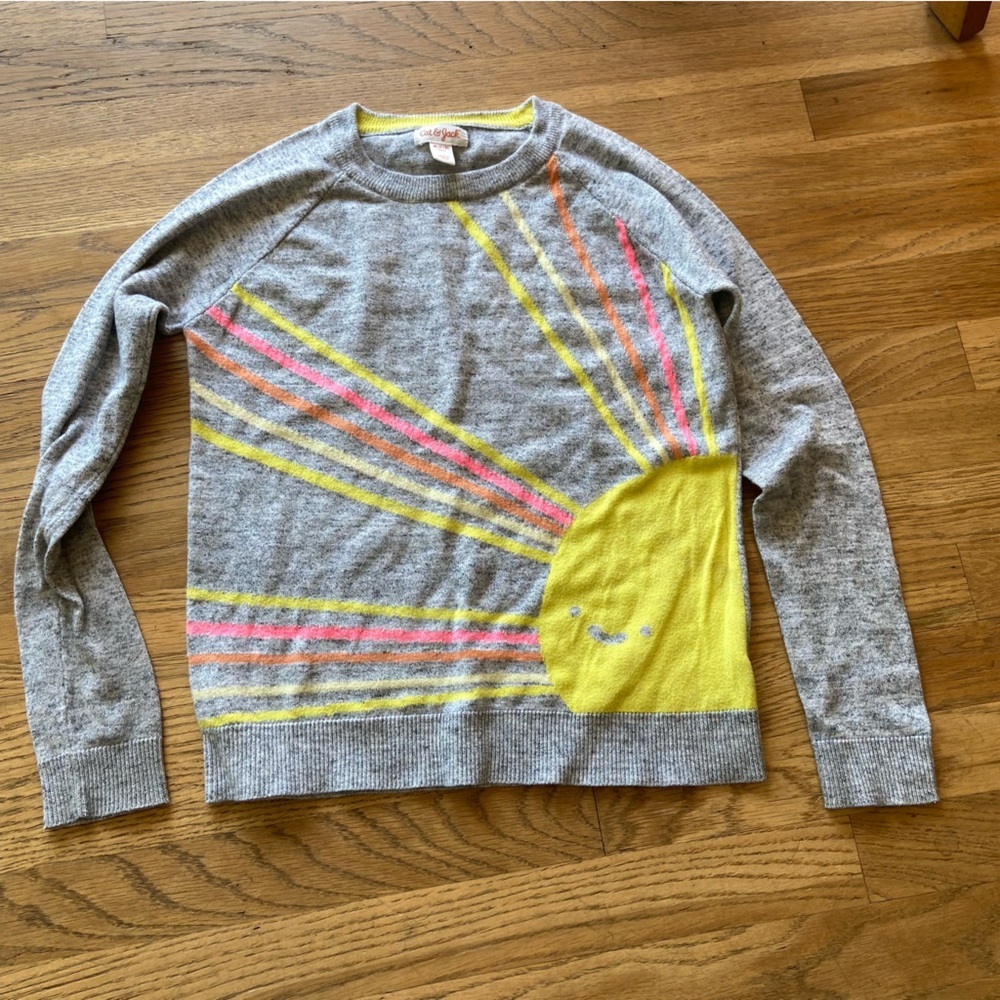 Cat & Jack girls grey sun sweater size Medium 7/8